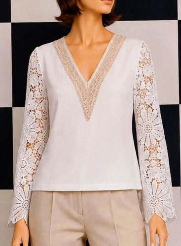 Blouse chicme blanche dentelle - blouse,