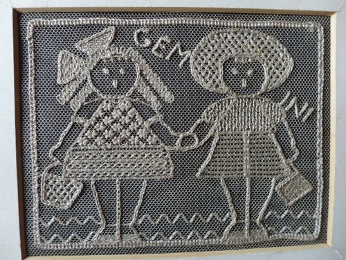 Broderie ancienne art naif - broderie,
