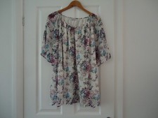 DAMART WHITE/BLUE/PINK LINED SHORT SLEEVE TOP SIZE 28 BNWOT