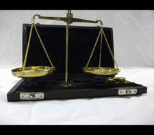  100% Brass Jeweler or Pharmacist Leather Strip Scale in Suitcase