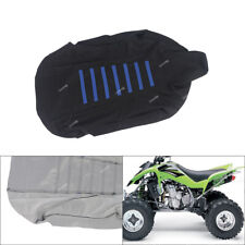 Seat Cover Skin For Kawasaki KFX 400 Quad 2003-2006 Cover All Black/Blue Ribs
