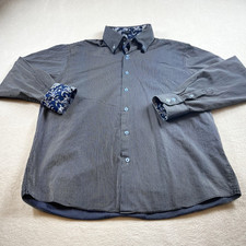 Parc 81 Dress Shirt Mens Size XXL XXG Black Striped Button Up Point Collar EUC