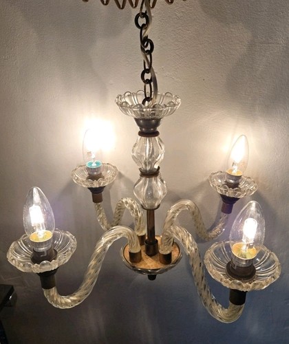 Lustre verre torsadé - lustre,