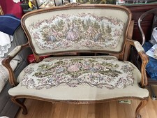 Louis XVI French Style  Fauteuil 2 Chairs Set Hand Embroidered Custom Made