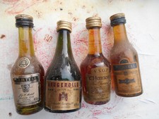 Lot 4 Mignonettes Ancienne Alcool Collection Bistrot cognac martell brugerolle h