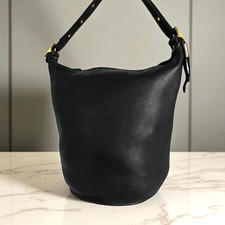 Vintage Old COACH Duffle Bucket Feed Sac Shoulder Bag 9085 Black  Leather
