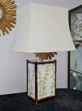 LAMPE DE TABLE 1960 VINTAGE Ceramique Italie Bambou Japonisante