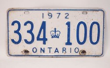 Rarity Original Old Car License Plate Canada State Ontario