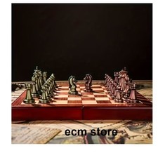Jeu d'Échecs Pliable avec Boîte en Bois Pièces en Alliage de Zinc jeu de société