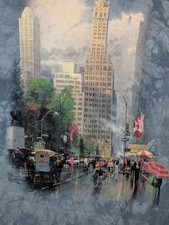 Thomas Kinkade Men's T-shirt Blue New York Central Park 2XL #3174 NWOT