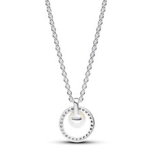 PANDORA Behandelte Perle de Culture D'Eau Douce & Pavé Collier-Halskette