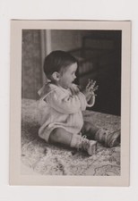 1940s Film Photo ?️ Baby Boy Knitting, Rare Nostalgic Moment