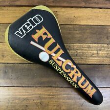 Velo Fulcrum Seat Saddle 2000s Race MTB BMX Yellow Stitch Suspension Crossbow