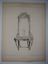 Ernest Helion Glass Mirrors EMILE THEZARD ART NOUVEAU Engraving Furniture 1902