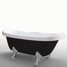 Baignoire ilôt ovale avec pieds Argent – Margherita Noir pieds Argent
