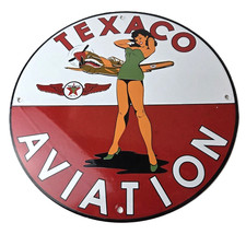 Vintage Texaco Gasoline Sign - Gas Pump Advertisement Porcelain Sign