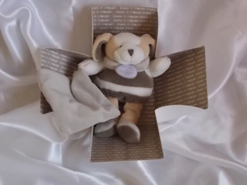 Doudou chien pantin blanc - doudou, pantin,