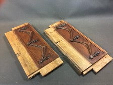 Antique Pair of Vintage Wooden Furniture Piece Ornaments Cabinet Pediment