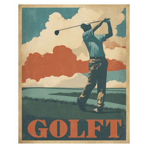 Affiche rétro golfeur - |, art