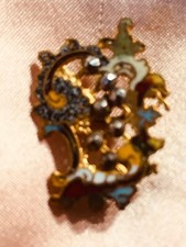 Antique Victorian Enamel Champagne Button and Antique Steel Tips