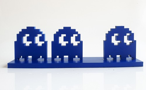 Sculpture pacman bleu - sculpture, fantomes