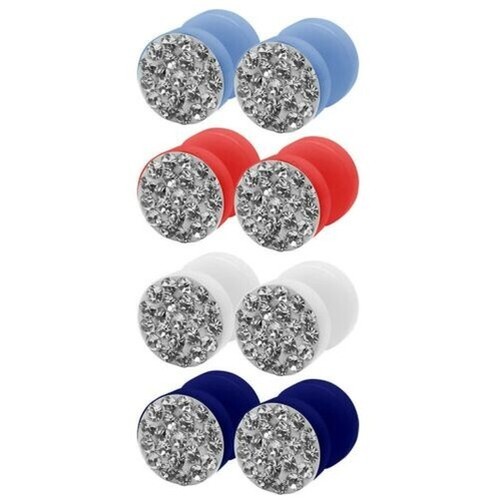 Paire plugs faux fluo strass - 1,