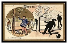 THE TELESCOPE LA LUNETTE ASTRONOMIQUE CHOCOLAT-LOUIT FRENCH TEXT CARD GREAT