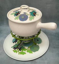 VTG Retro Mod 60s Floral Fondue Set Ceramic Del Prado Japan