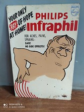 Rare old PHILIPS INFRAPHIL hand painted cardboard sign of 80's.