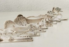 Lot of 8 Silver Metal Art Deco Animal Knife Holders