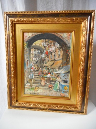 Huile sur toile cadre - , bois