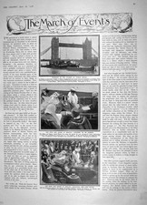 Old Antique Print 1908 War Ships River Thames King Bristol Pigeon Nantes 20th