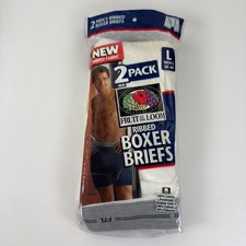 Vintage Fruit of the Loom Ribbed Boxer Briefs Men Large White Pack of 2 1999