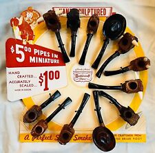 12 MASTERCRAFT BRIAR WOOD PIPES - COMPLETE 1950s NOS COUNTER TOP DISPLAY - WOW!