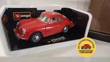 1961 Porsche 356 B Coupe Burago 1/18 - Red Miniature - Rare Vintage Collector