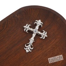 Shiny Solid 925 Sterling Silver Ornate Gothic Cross Pendant with Clear CZ Unique
