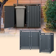 Conteneur à déchets pour 1/2/3/4 poubelles abri habillage anthracite en acier