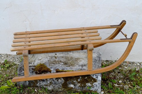Belle ancienne luge - ancienne, bois