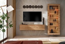 NOUVEAU komodee COMO Ensemble de meubles TV, Chêne, Vitrine LED Porte Étagères