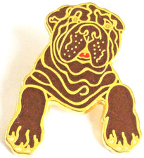 Pin's CHIEN SHARPEI MARRON FONCE Signé Balard TRES RARE #2/5