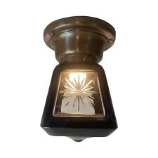 VL1106 Vintage c1920 Black Luster Wheel Cut Glass Semi-Flush Mount Ceiling Light