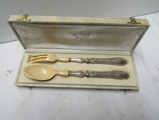 MINERVA SILVER HANDLE SALAD CUTLERY SET 