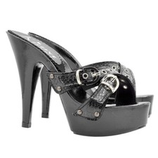 Mules Noires Hautes À Bandes