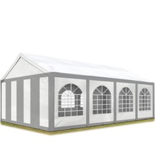 TOOLPORT Barnum Tente de réception 4x8 m Toile PE 450 N Gris-Blanc