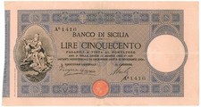 500 LIRE BANCO DI SICILIA BIGLIETTO AL PORTATORE 18/12/1901 BB+