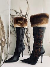 Gianmarco Lorenzi Women Boots  High Heels Black leather Italian Boots Size 38