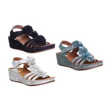 Femmes Bride Cheville Sandales Compensées Avec Métallique Effet Noir Taille 3 -