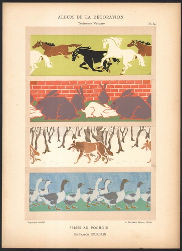 1900 lithographie frises - lithographie,