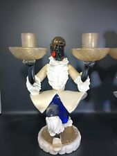 Rare Vintage Venetian Murano Glass Blackamoor double Candle Holder Colonial 13"