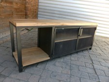  Meuble TV industriel chêne et métal brut sur mesure